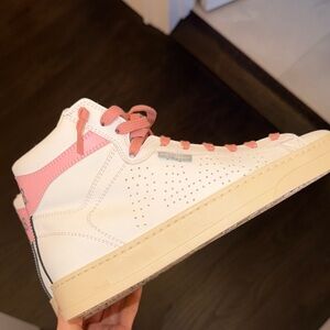 P448 White and Pink High-Top Sneakers